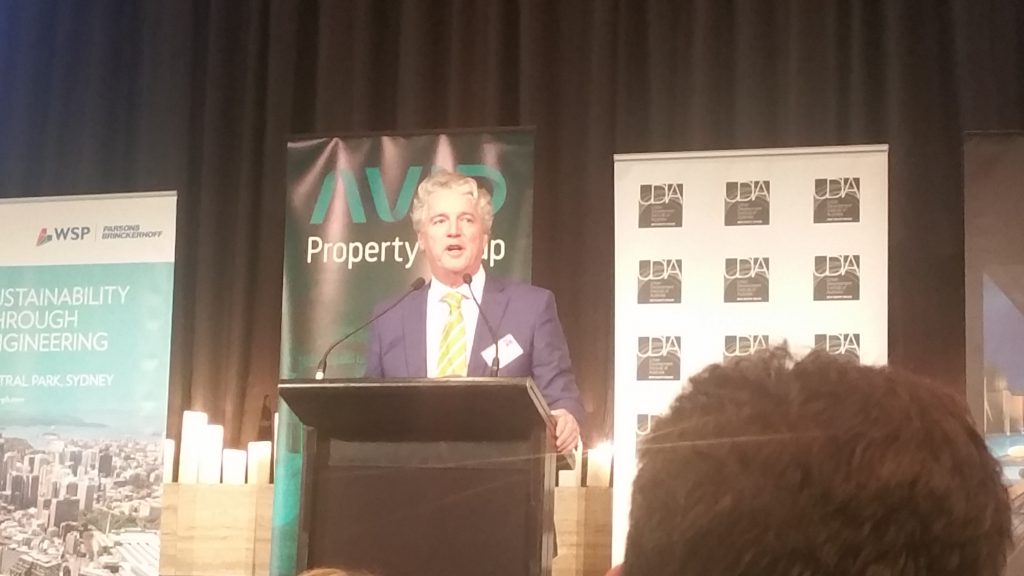 Martin Hill presenting at UDIA Presidents Lunch for William Kirkby-Jones Oration 2016